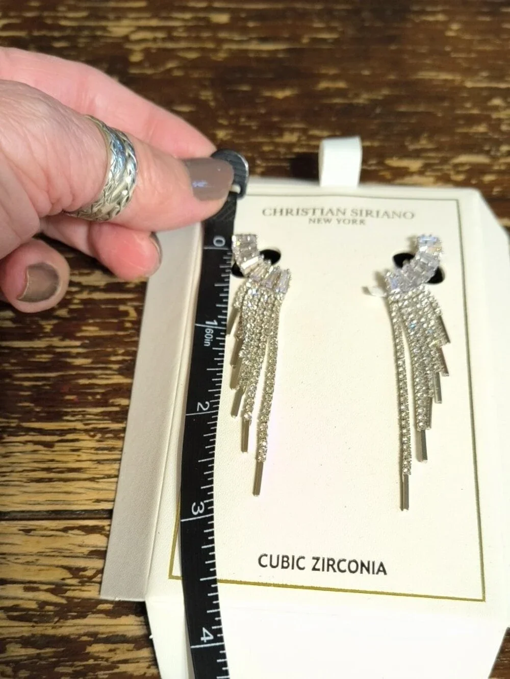 Christian Siriano Silver Cubic Zirconia Wing Drop Earrings